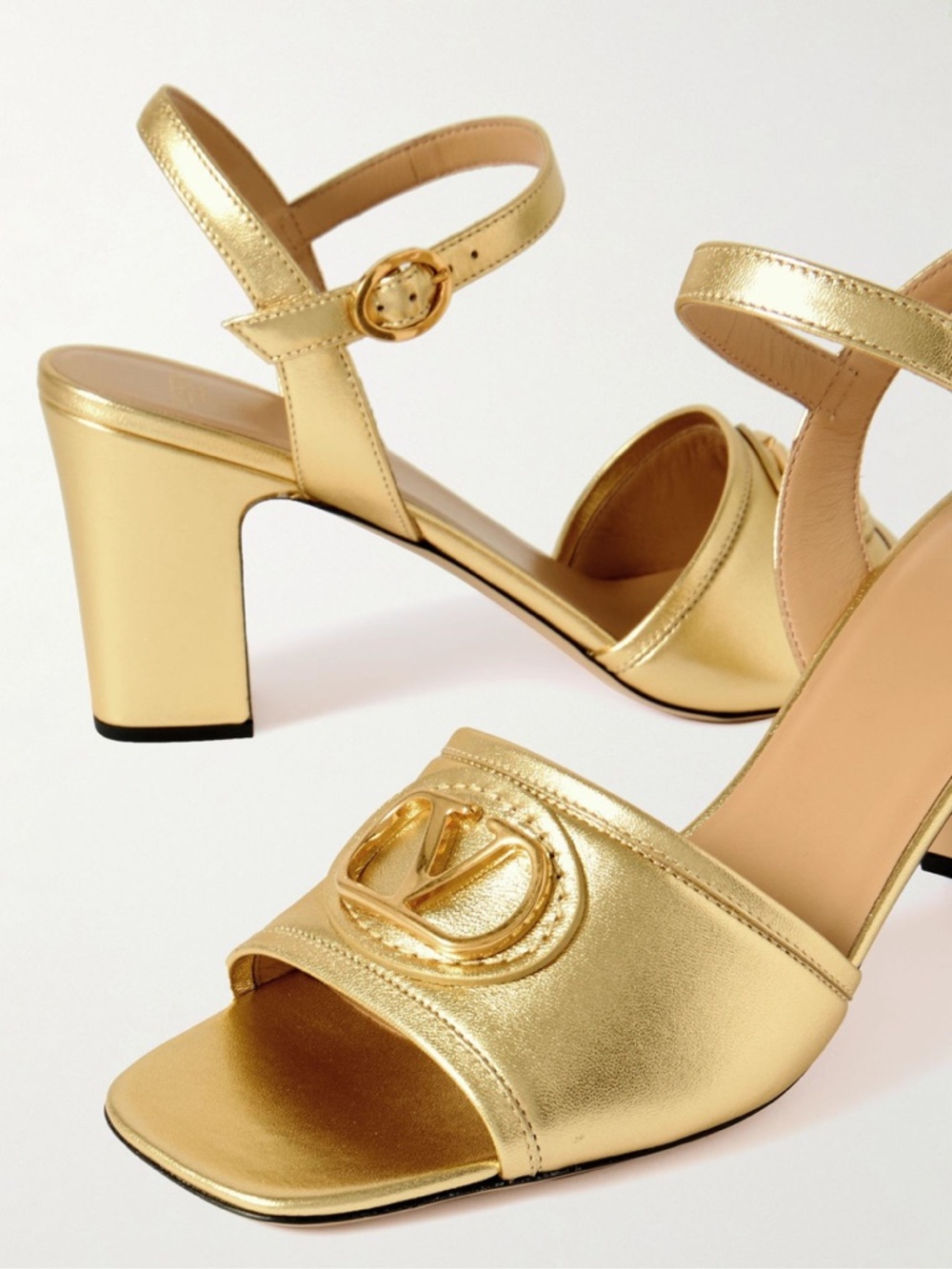 Valentino Vlogo 75 Leather Sandal, Gold